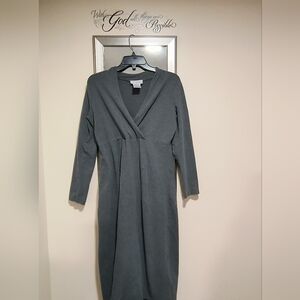 Chadwicks Charcoal Petite Medium Long Sleeve Dress